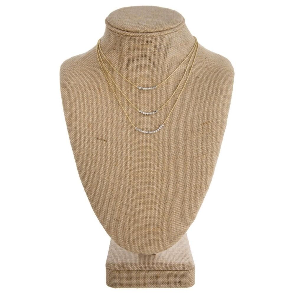 Silver on Gold Layered Necklace 14" - 18"